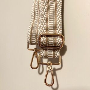 Stylish White and Tan Crossbody Bag Strap - New